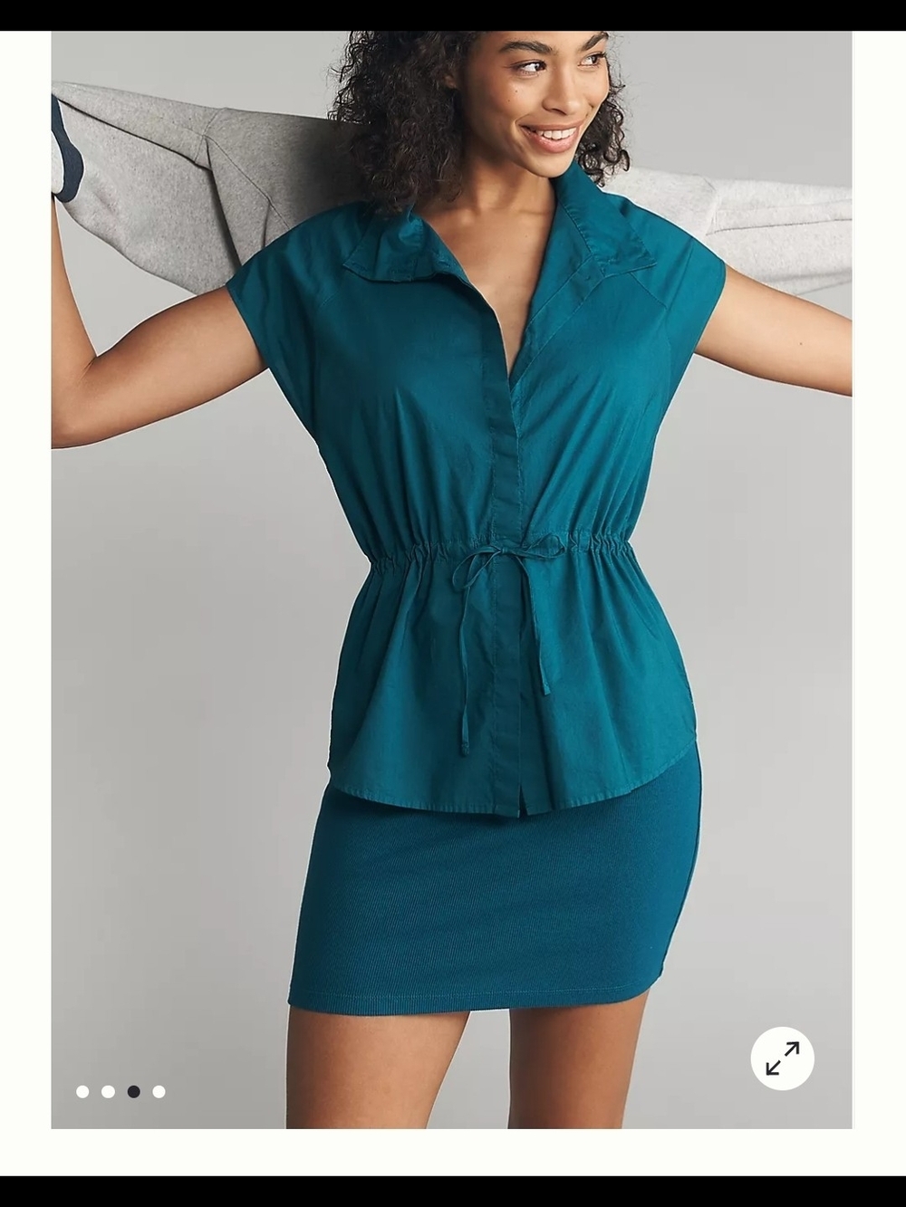 Anthropologie Sundry Sporty Twofer Teal Grern Mini Dress New Size Large